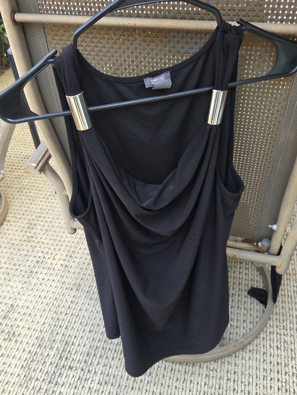 Kenneth Cole Reaction. Black Draped Cowl Neck Tank